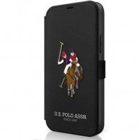 U.S. Polo Embroidery flipové pouzdro pro iPhone 12 / 12 Pro - černé
