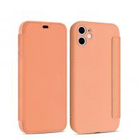 Flipové silikonové pouzdro s kapsou na kartu pro iPhone 11 Pro Max - oranžové