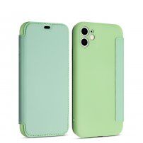 Flipové silikonové pouzdro s kapsou na kartu pro iPhone 11 Pro - zelené