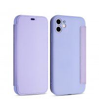 Flipové silikonové pouzdro s kapsou na kartu pro iPhone 11 - fialové