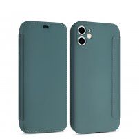 Flipové silikonové pouzdro s kapsou na kartu pro iPhone 11 Pro - tmavě zelené