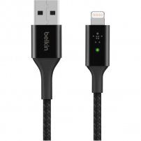 BELKIN Boost Charge LED opletený datový a nabíjecí kabel USB-A 2.0 / Lightning pro iPhone / iPad / iPod / AirPods - 1,2 m - černý