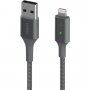 BELKIN Boost Charge LED opletený datový a nabíjecí kabel USB-A 2.0 / Lightning pro iPhone / iPad / iPod / AirPods - 1,2 m - stříbrný