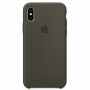 Originální Apple kožené pouzdro pro iPhone X / XS - tmavě olivový