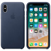 Originální kožené pouzdro pro Apple iPhone XS / iPhone X - půlnočně modré