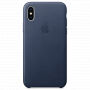 Originální kožené pouzdro pro Apple iPhone XS / iPhone X - půlnočně modré