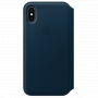 Originální kožené pouzdro Folio pro Apple iPhone XS / iPhone X - vesmírně modré