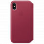 Originální kožené pouzdro Folio pro Apple iPhone XS / iPhone X - malinové
