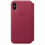 Originální kožené pouzdro Folio pro Apple iPhone XS / iPhone X - malinové