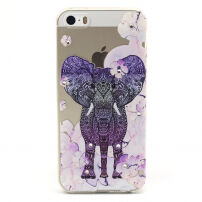 Kryt s diamantovým reliéfem na Apple iPhone 5 / 5S / SE (2016) - Slon a květiny