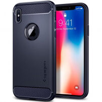 Spigen Rugged stylový ochranný Armor kryt pro Apple iPhone XS / iPhone X - půlnočně modrý