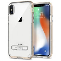 Spigen ochranný kryt s magnetickým stojánkem pro Apple iPhone XS / iPhone X - zlatý