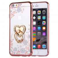 Luxusní kryt se zlatým srdcem a držákem s kamínky pro Apple iPhone 6 Plus / 6S Plus