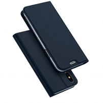 DUX DUCIS Pouzdro se stojánkem a přihrádkami na doklady pro Apple iPhone XS / iPhone X - tmavě modrá