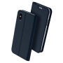 DUX DUCIS Pouzdro se stojánkem a přihrádkami na doklady pro Apple iPhone XS / iPhone X - tmavě modrá