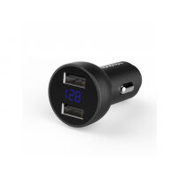 MCDODO nabíječka do auta se dvěma porty (5V / 3.4A) a LED displejem pro Apple iPhone / iPad / iPod - černá