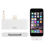 Redukce / adaptér 30pin konektor na lightning s audio 3,5 mm jack konektorem pro iPhone 6 Plus / 6S Plus - bílá