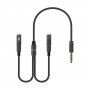 Audio kabel - 2x 3,5 mm jack pro sluchátka a mikrofon na 3,5 mm jack - 32 cm - černý
