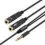 Audio kabel - 2x 3,5 mm jack pro sluchátka a mikrofon na 3,5 mm jack - 32 cm - černý