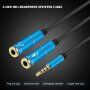 Audio kabel - 2x 3,5 mm jack pro sluchátka a mikrofon na 3,5 mm jack - 32 cm - modrý