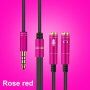 Audio kabel - 2x 3,5 mm jack pro sluchátka a mikrofon na 3,5 mm jack - 32 cm - růžový