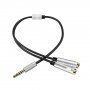 Audio kabel - 2x 3,5 mm jack pro sluchátka a mikrofon na 3,5 mm jack - 32 cm - stříbrný