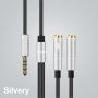 Audio kabel - 2x 3,5 mm jack pro sluchátka a mikrofon na 3,5 mm jack - 32 cm - stříbrný