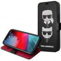 Karl Lagerfeld Heads flipové pouzdro pro iPhone 12 mini - černé