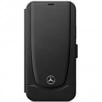 Mercedes Perforated Leather flipové pouzdro pro iPhone 12/12 Pro - černé