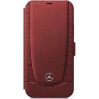 Mercedes Perforated Leather flipové pouzdro pro iPhone 12/12 Pro - červené