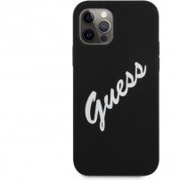 Guess Vintage Script silikonový kryt pro iPhone 12 Pro Max - černý
