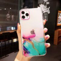 Nárazuvzdorný transparentní kryt s mramorovým vzorem pro iPhone 11 Pro - růžovo tyrkysový
