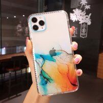 Nárazuvzdorný transparentní kryt s mramorovým vzorem pro iPhone 12 mini - modro oranžový
