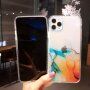 Nárazuvzdorný transparentní kryt s mramorovým vzorem pro iPhone 12 Pro Max - tmavě fialový