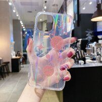 Měkký měňavý kryt s růžovými hvězdami a planetami pro iPhone 11 Pro - transparentní