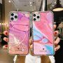Nárazuvzdorný ochranný kryt abstraktní malba pro iPhone 12 Pro Max - fialovo - růžový