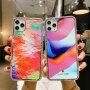 Nárazuvzdorný ochranný kryt abstraktní malba pro iPhone 12 mini - modro - růžový
