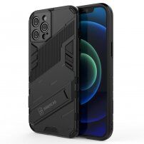 Odolný ochranný kryt se stojánkem pro iPhone 12 Pro Max - černý