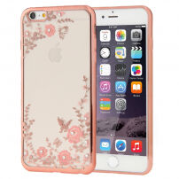Elegantní kryt se třpytivými kamínky pro Apple iPhone 6S Plus / 6 Plus - růžovozlatý s květinami