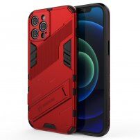 Odolný ochranný kryt se stojánkem pro iPhone 12 Pro Max - červený