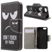 Flipové pouzdro se stojánkem a prostorem na doklady pro iPhone 5 / 5S / SE (2016) - Don't touch my phone