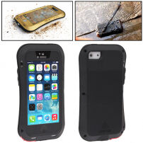 LOVE MEI tenké voděodolné / prachuvzdorné pouzdro s kovovým rámečkem pro Apple iPhone 5 / 5S / SE (2016) - černé