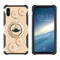 Ochranný outdoorový obal s odnímatelným páskem na ruku pro Apple iPhone XS / iPhone X - zlatý