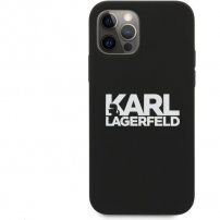 Karl Lagerfeld Stack White Logo silikonový kryt pro iPhone 12 Pro Max - černý