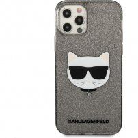 Karl Lagerfeld Choupette Head Glitter kryt pro iPhone 12 Pro Max - černý