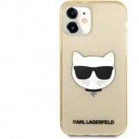 Karl Lagerfeld Choupette Head Glitter kryt pro iPhone 12 mini - zlatý
