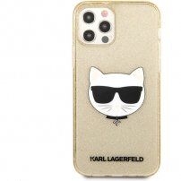 Karl Lagerfeld Choupette Head Glitter kryt pro iPhone 12 Pro Max - zlatý