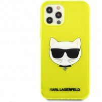Karl Lagerfeld Choupette Head kryt pro iPhone 12 Pro Max - neonově žlutý