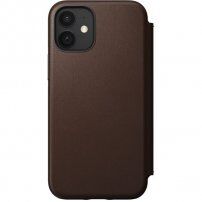 Nomad Rugged Folio kožené flipové pouzdro s MagSafe pro iPhone 12 mini - hnědé