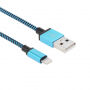 Opletený nabíjecí a datový kabel - USB-A na Lightning - 2 m - modročerný